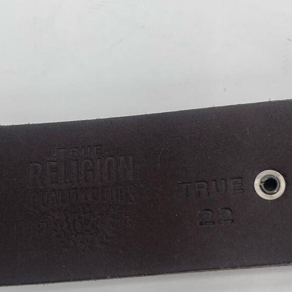 TRUE RELIGION Belt Size 22 NWT Brown Leather Stitch Detail Womens Buckle main image 4